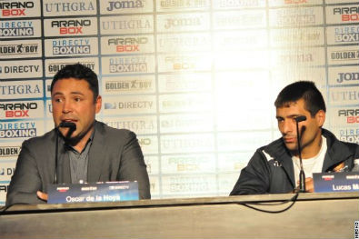 Lucas y De La Hoya juntos en JunÃ­n para la prensa