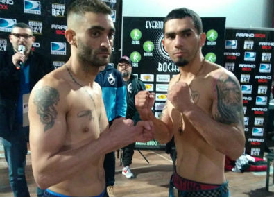Rueda y Orosco, serios despuÃ©s del pesaje.