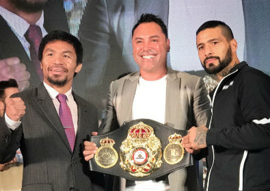 Pacquiao, De la Hoya y Matthysse en la conferencia de prensa final en Malasia.