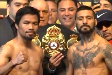 Manny y La MÃ¡quina posan luego de superar la bÃ¡scula.
